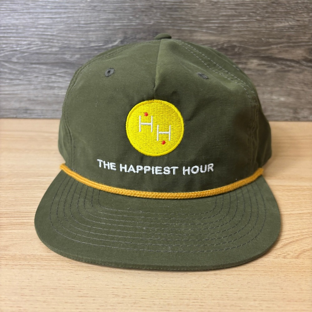The Happiest Hour Hat Cap Snap Back Green Performance Trucker‎ Adjustable